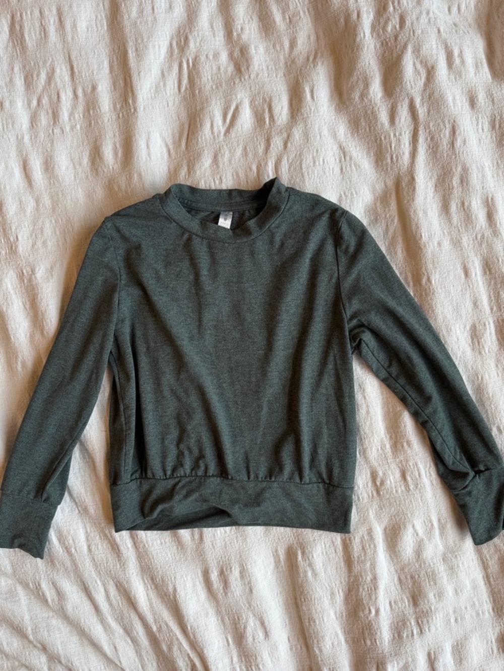 Kids Long Sleeve Crewneck Top - Dark Green
